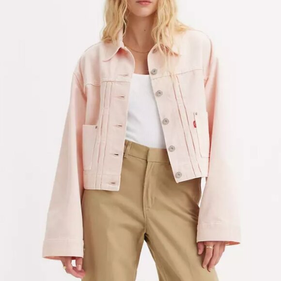 Levis Womens Tailored 90s Trucker Jean Jacket in Pink Mauve NEW - Picture 2 of 12